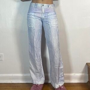Euro Diesel Wide leg blue washed linen pants